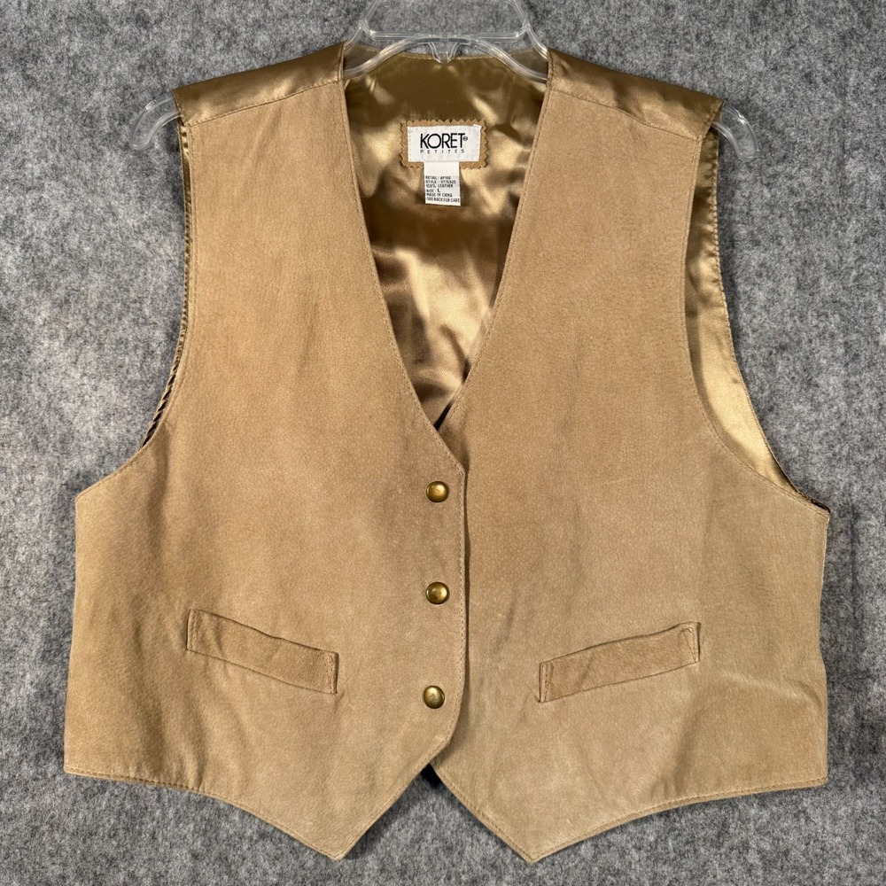 Vintage‎ 80s Koret Suede Leather Vest Womens Large Beige Western Rodeo Festival